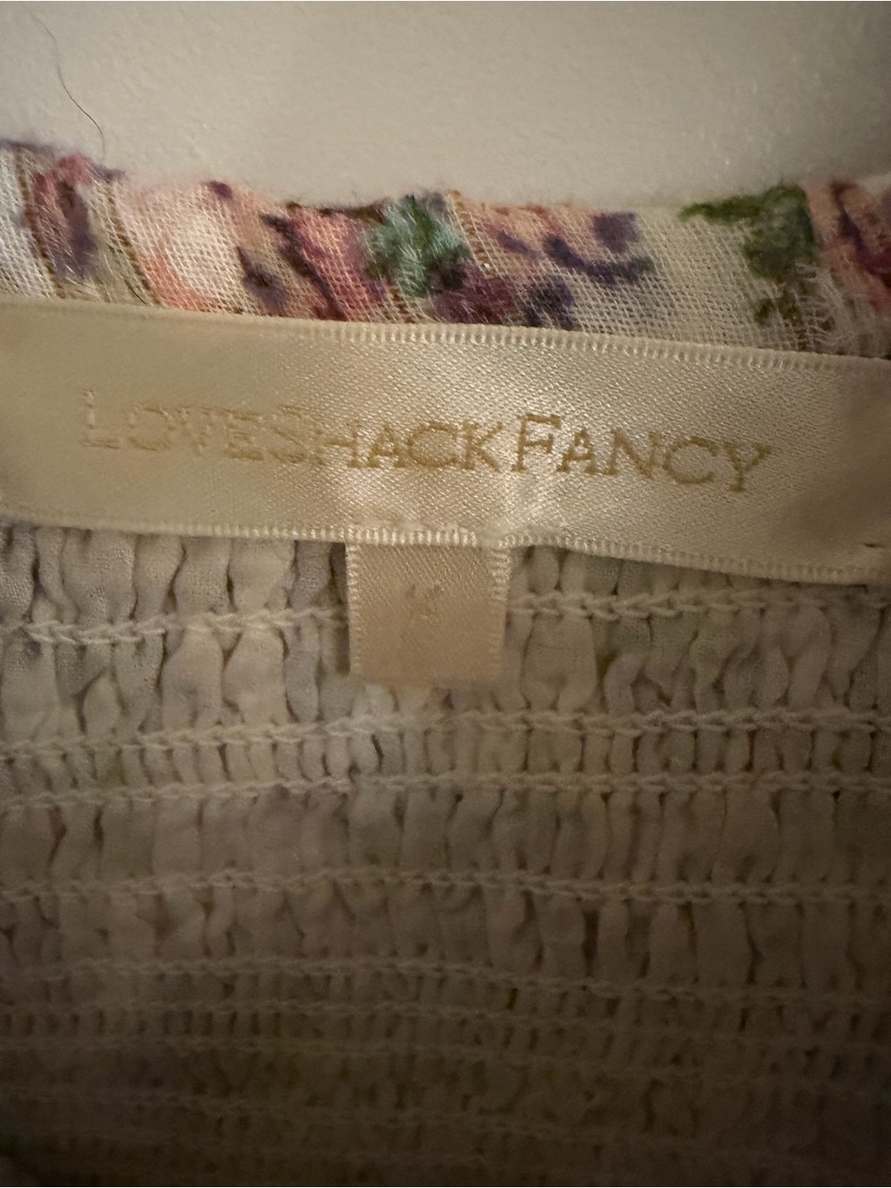LoveShackFancy Pastel Lavender Floral Ruffle Crop Top - Picture 2 of 4
